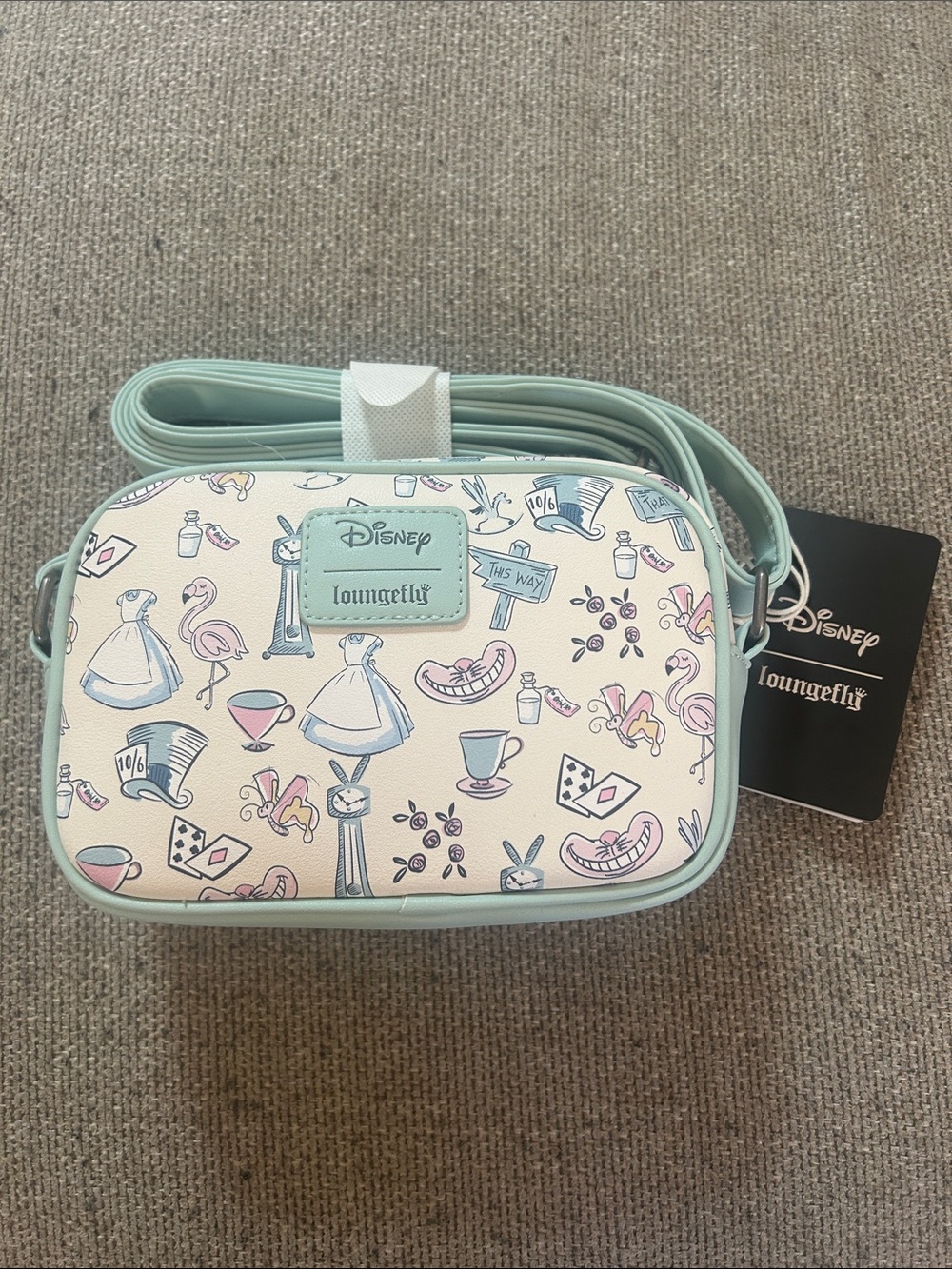 Loungefly Pastel Alice in Wonderland Crossbody — Mint Trim & Cream Base